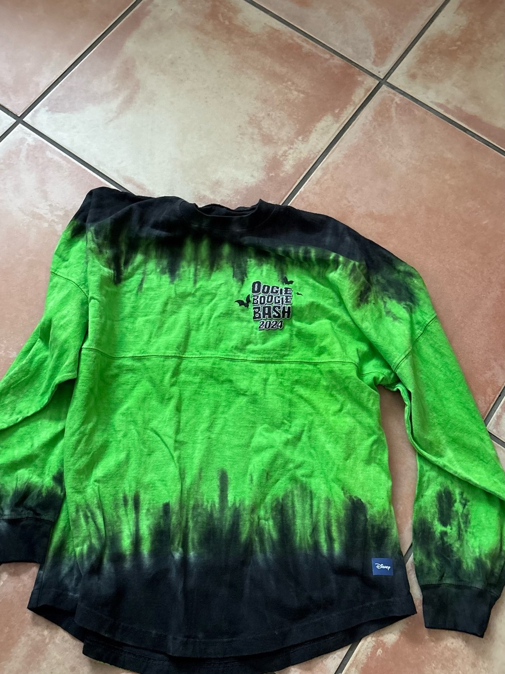 Disney Green and Black Tie-Dye Long Sleeve Shirt. Size medium